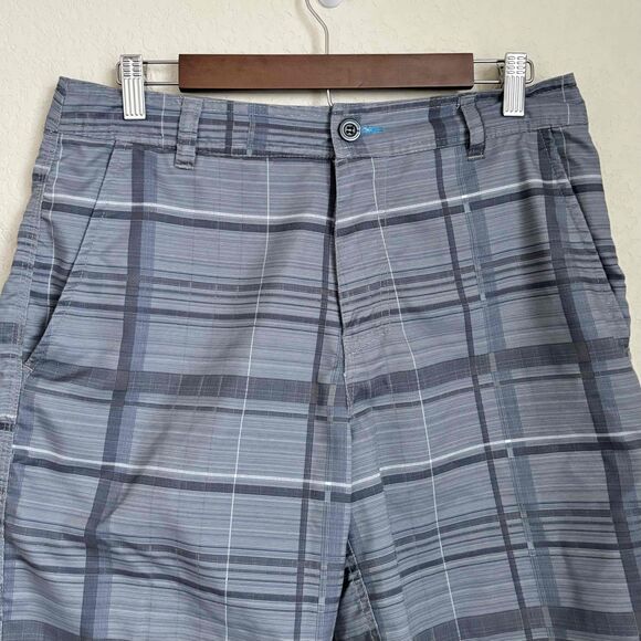 ONeill Mens Gray Plaid Button Zip Fly Golf Shorts Size 31 Summer Vacation - Picture 2 of 9